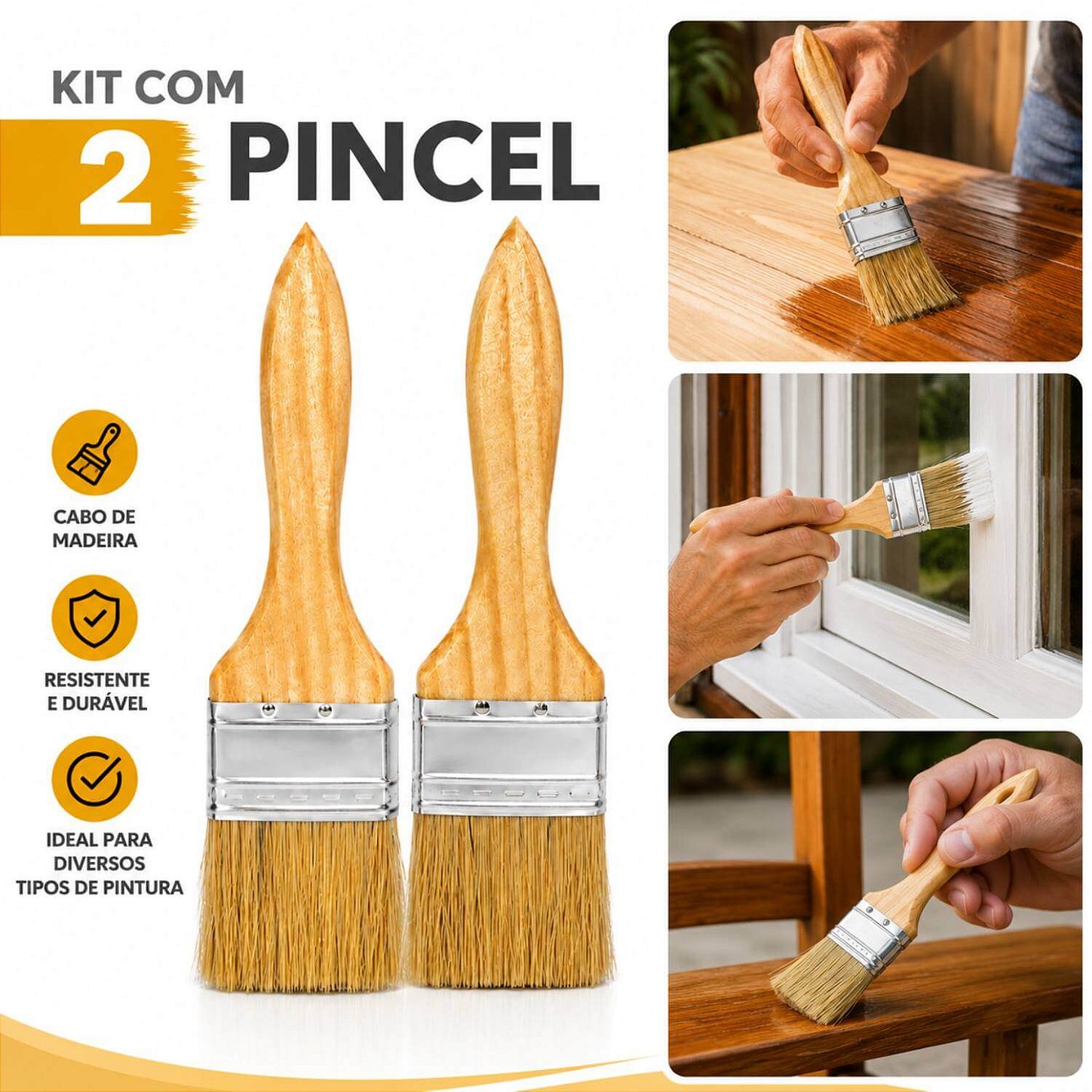 Kit 2 Pincéis Trincha Pincel para Pintura