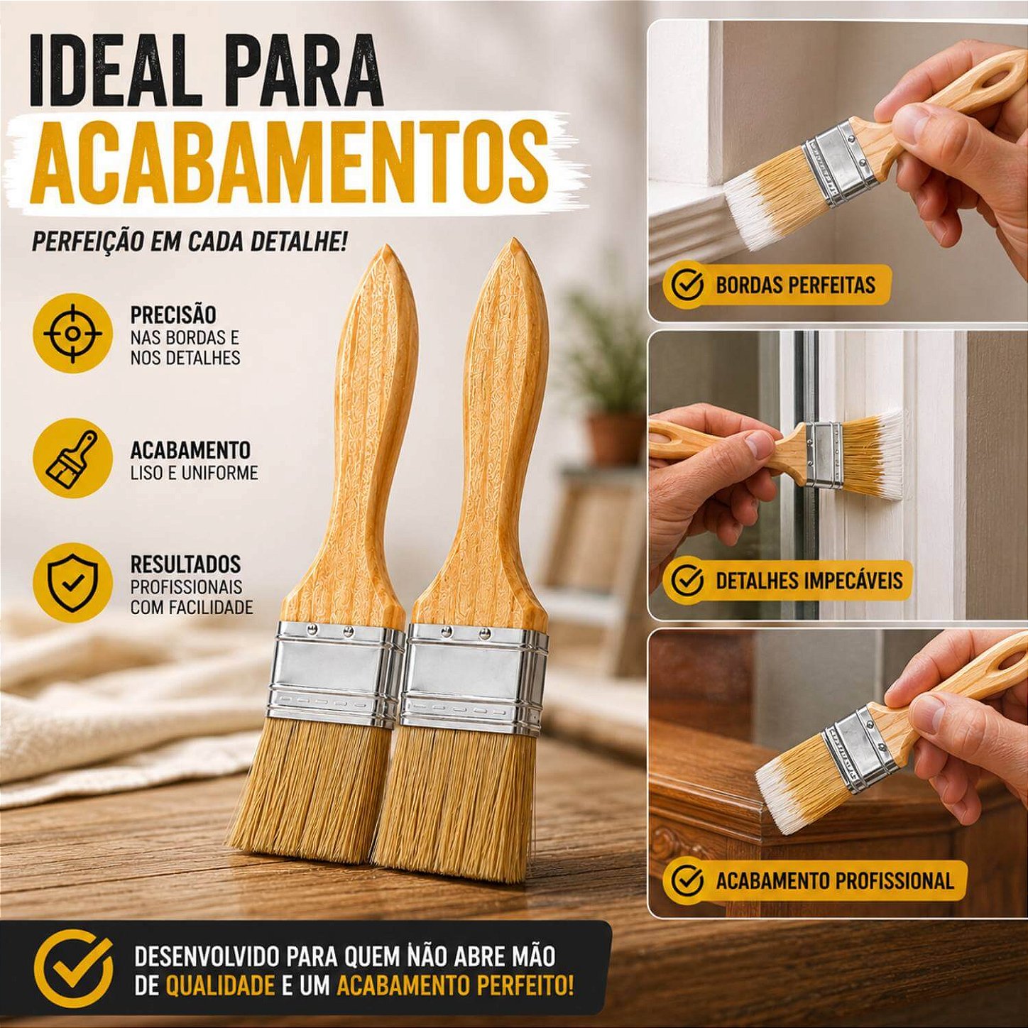 Kit 2 Pincéis Trincha Pincel para Pintura