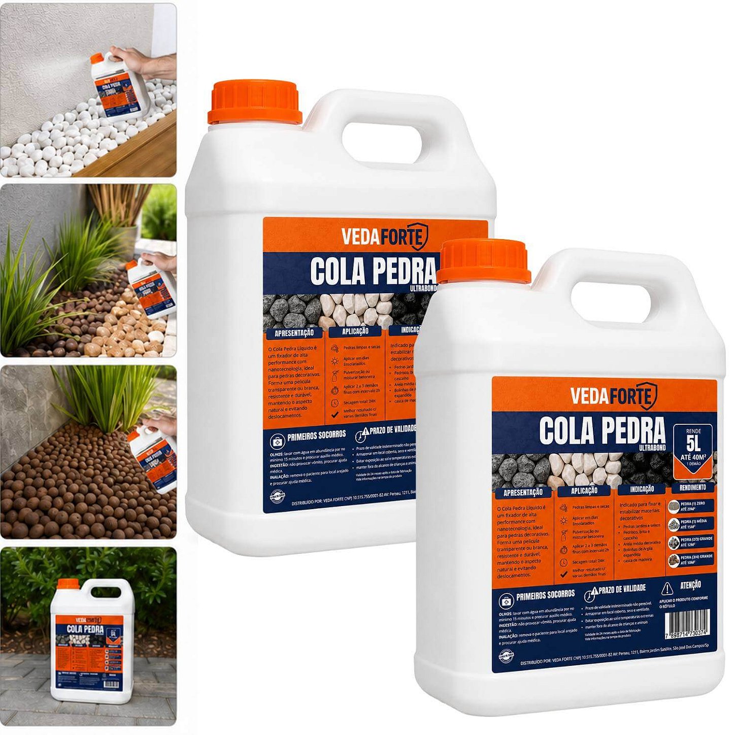 Kit 2 Cola Pedra Fixador de Pedras para Jardim Veda Forte [5 Litros]