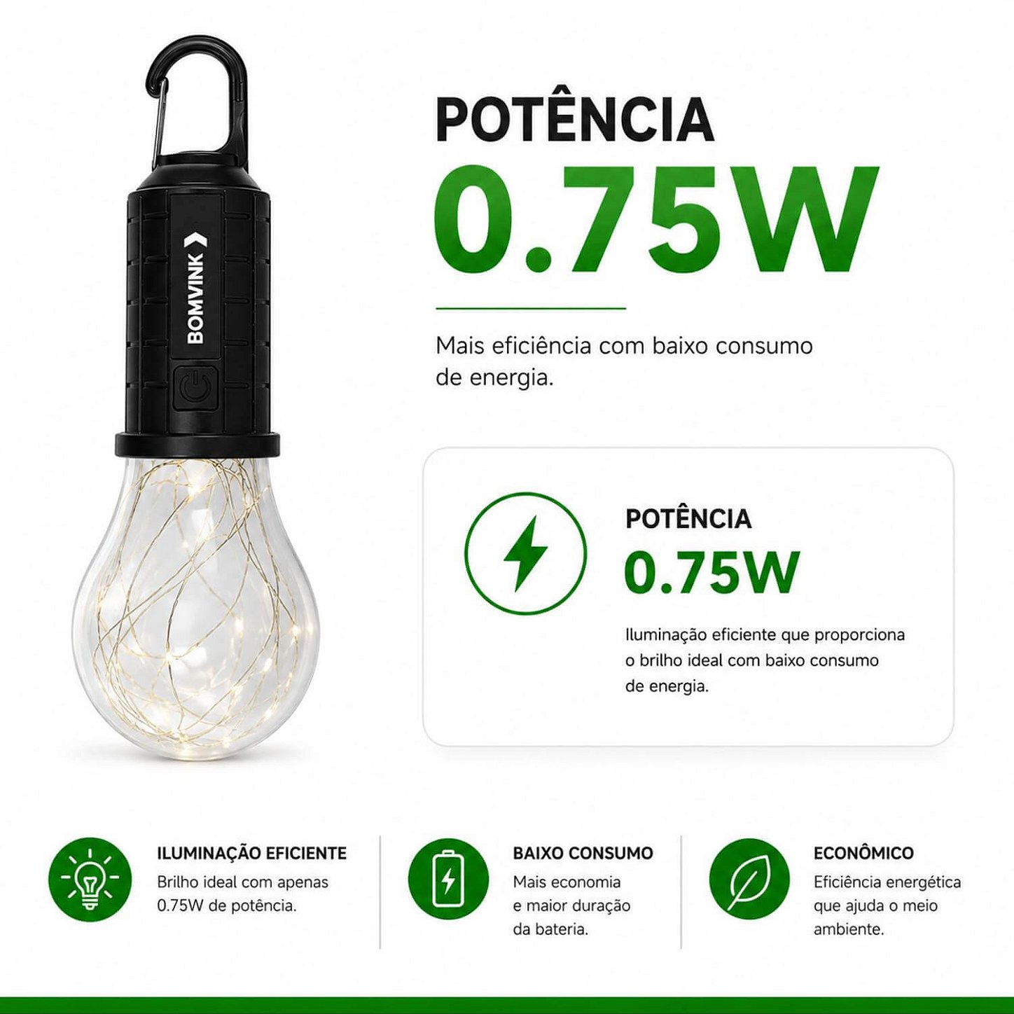 Lâmpada Led Recarregável Solar Acampamento Pesca Festa