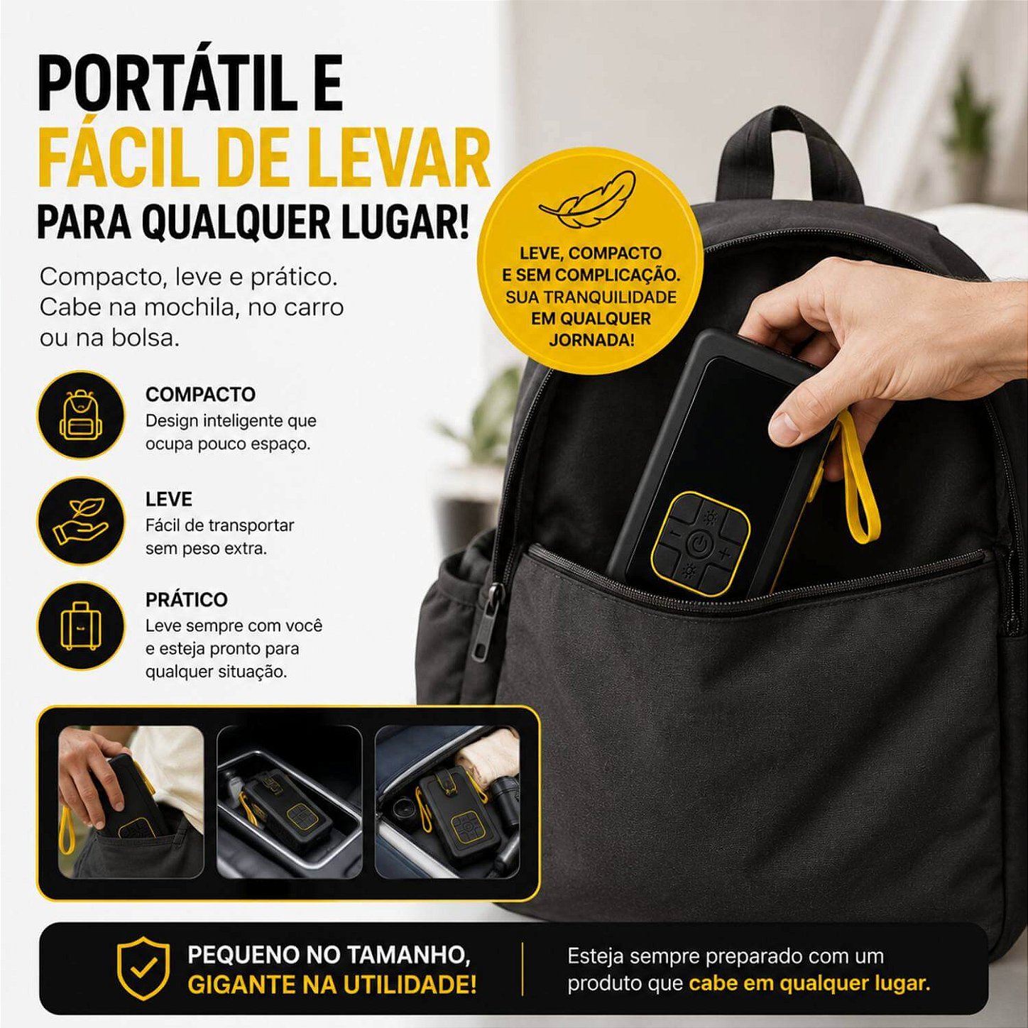 Bomba Compressor de Ar Portátil com Lanterna LED