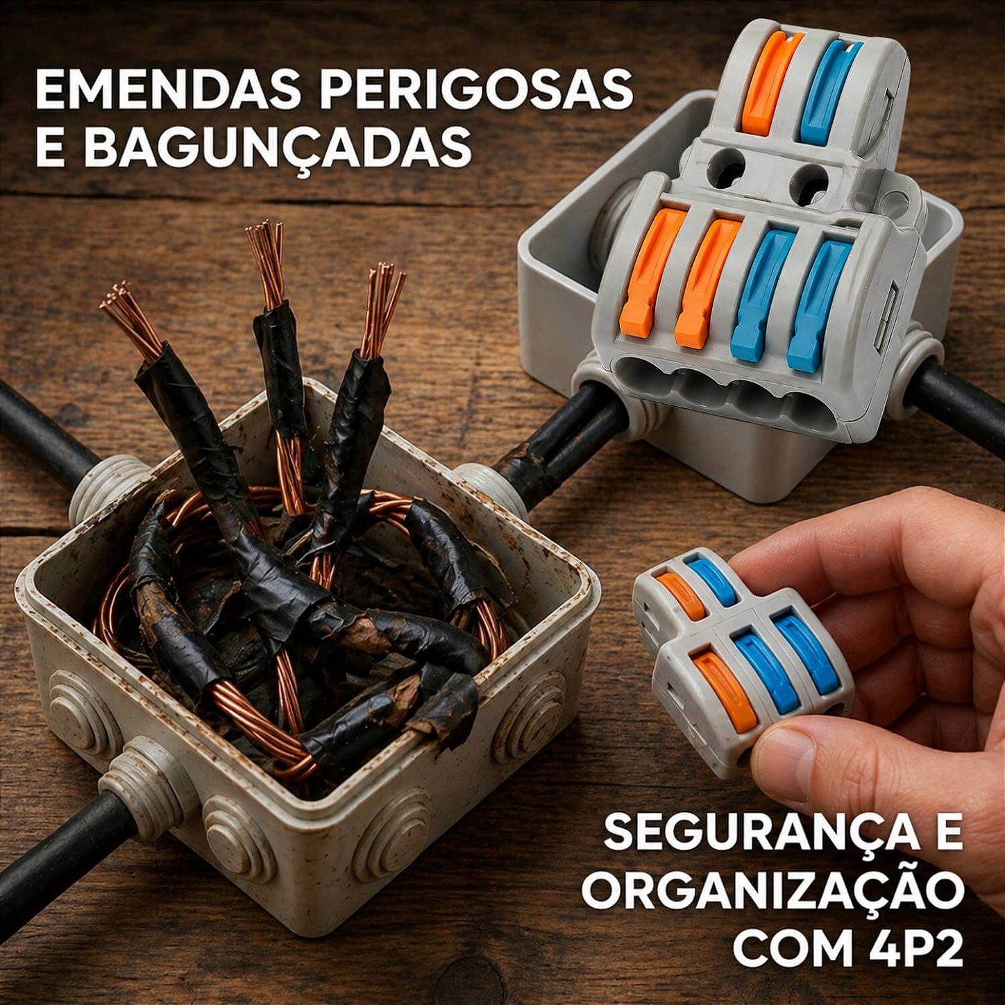 Conector Emenda Derivação de Fios 2x4 Vias [25 Unidades]