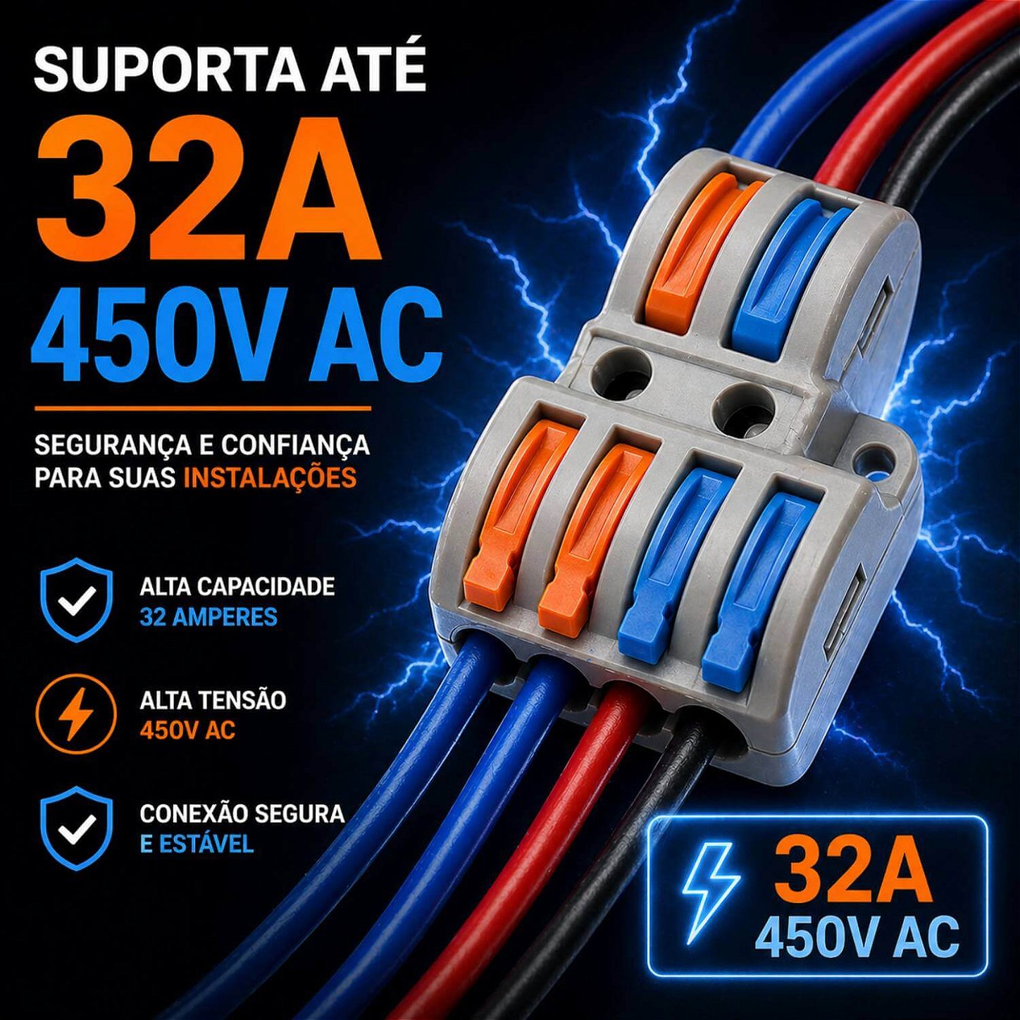 Conector Emenda Derivação de Fios 2x4 Vias [25 Unidades]