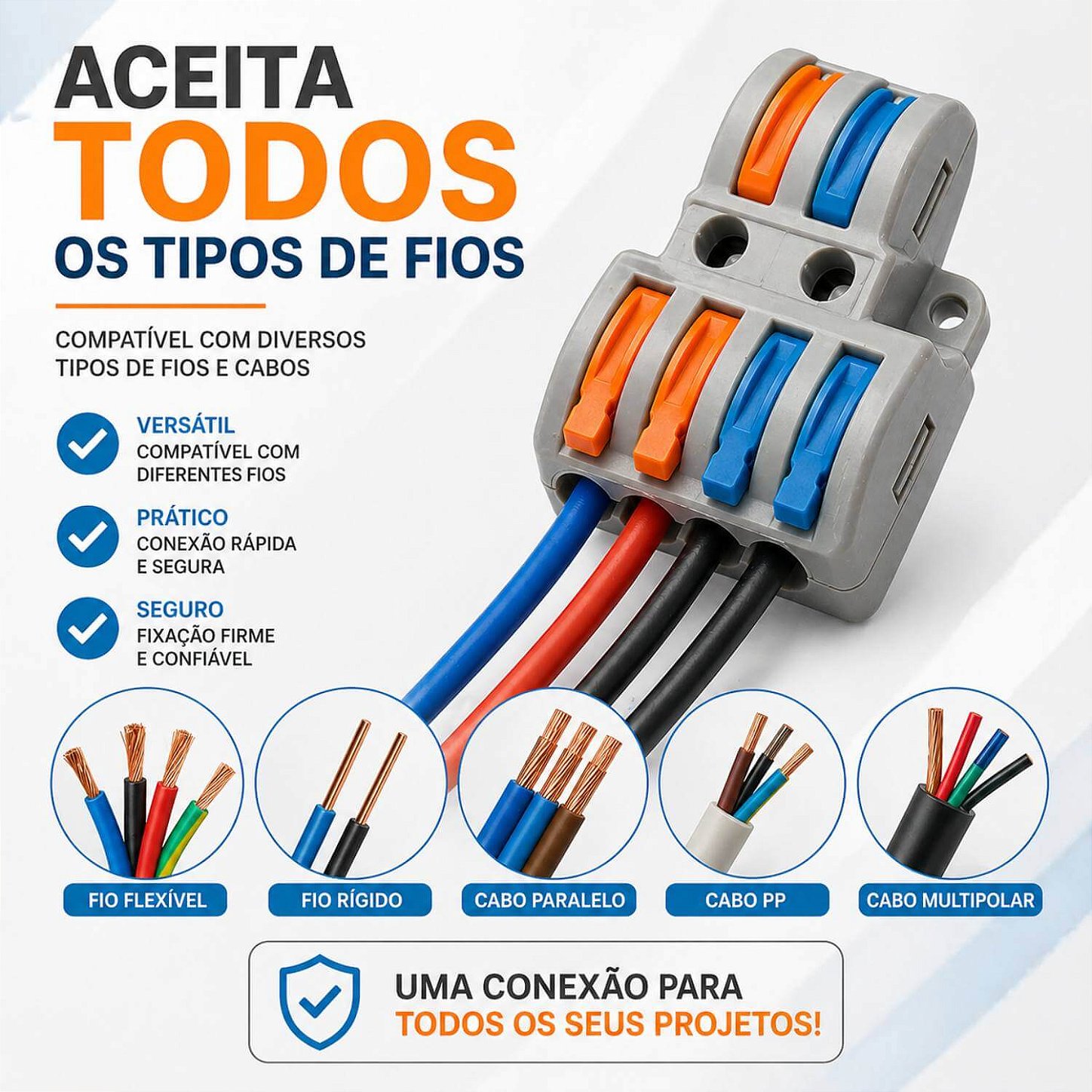 Conector Emenda Derivação de Fios 2x4 Vias [25 Unidades]