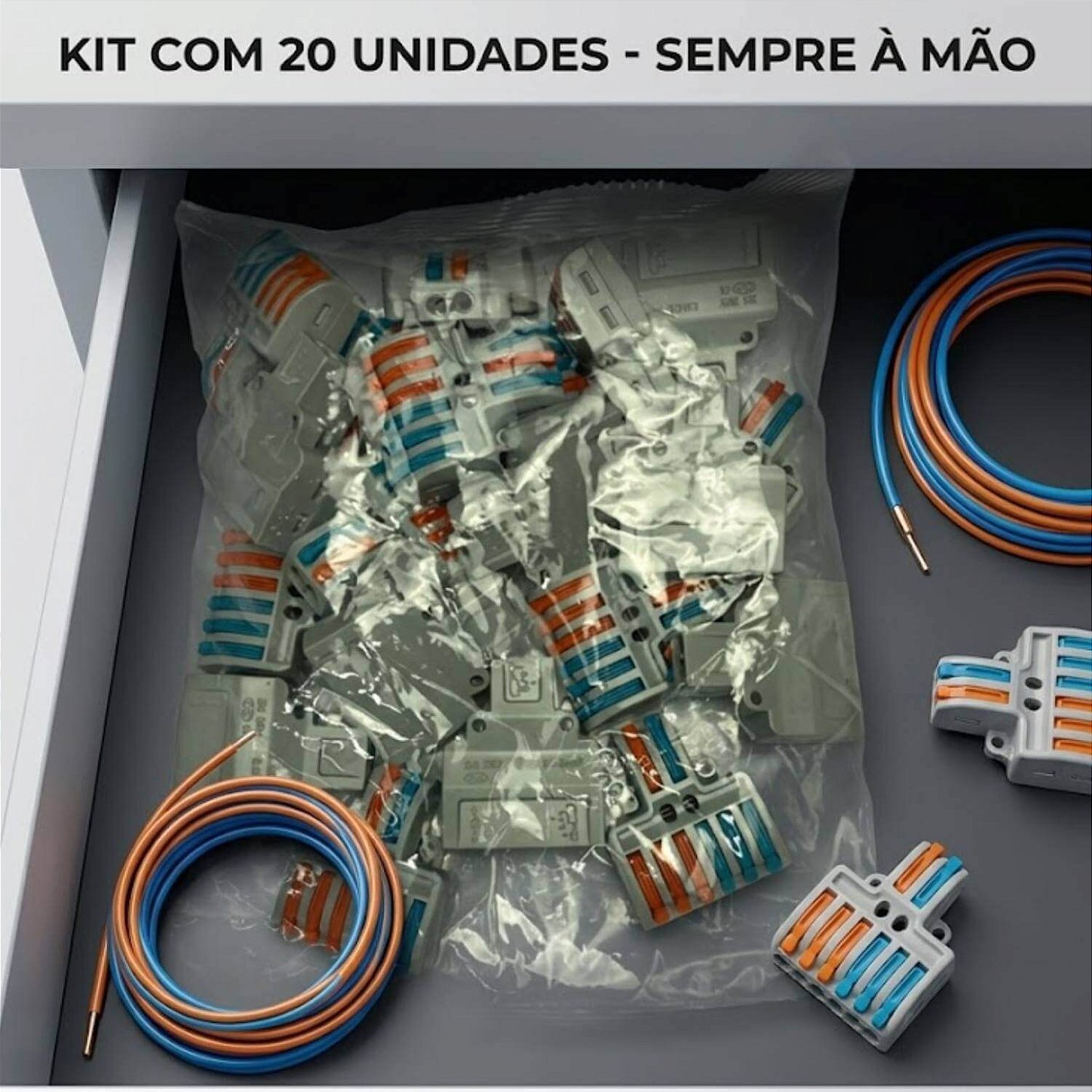 Conector Emenda Derivação de Fios 2x6 Vias [20 Unidades]