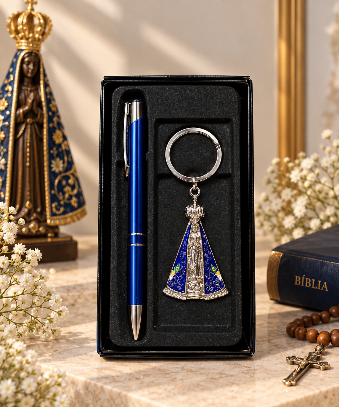 Kit Caneta e Chaveiro de Nossa Senhora Aparecida