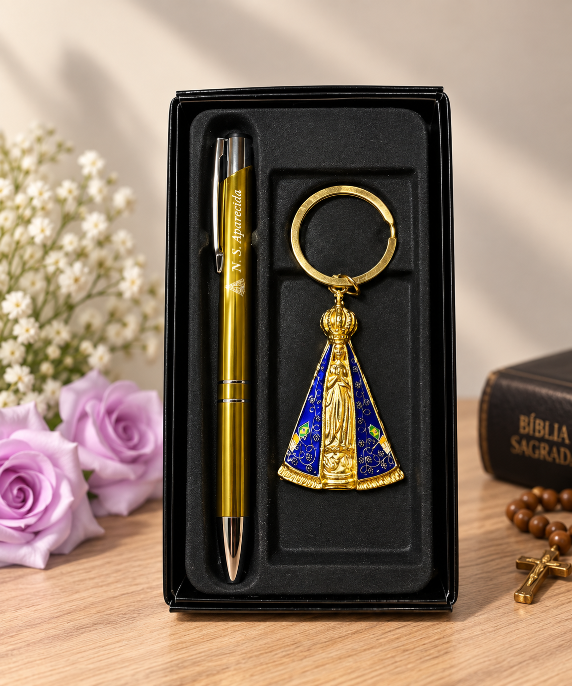 Kit Caneta e Chaveiro de Nossa Senhora Aparecida