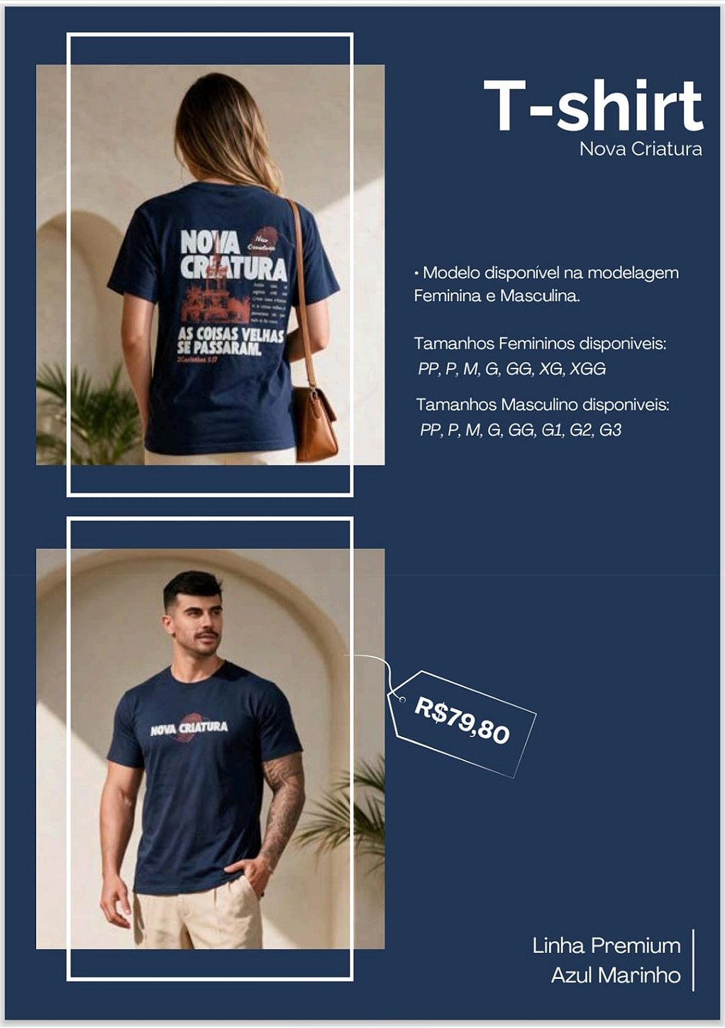 Camiseta Tshirt Feminino e Masculino "Nova Criatura"