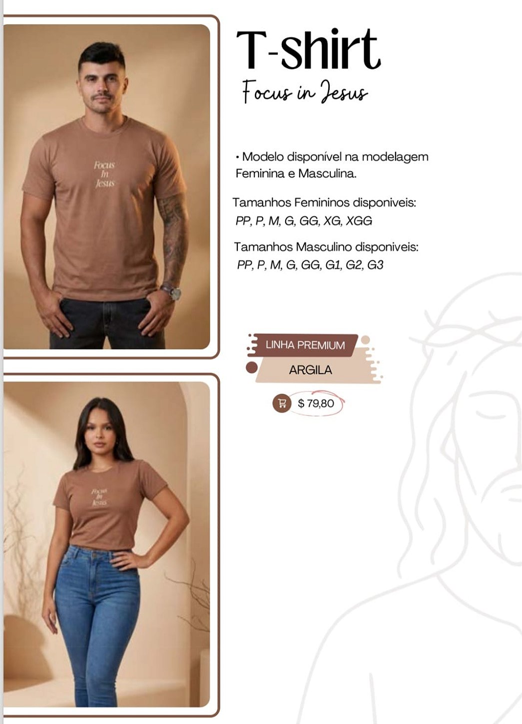 Camiseta Tshirt Feminino e Masculino "Focus in Jesus"