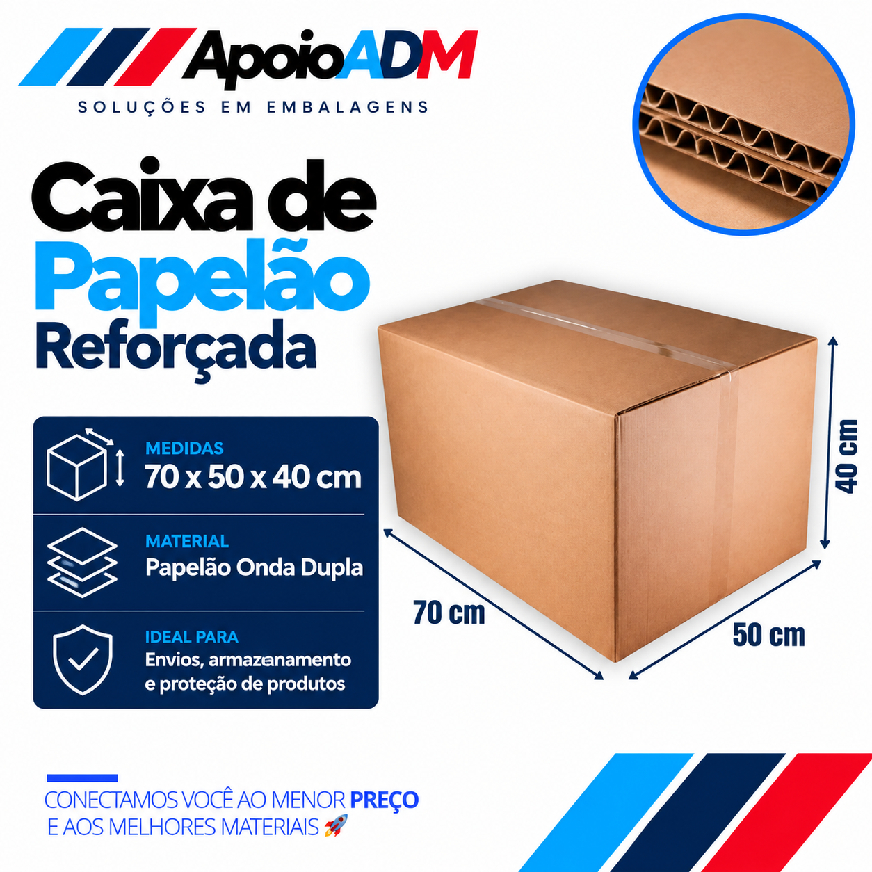 Caixa de Papelão Reforçada – 70×50x40 cm