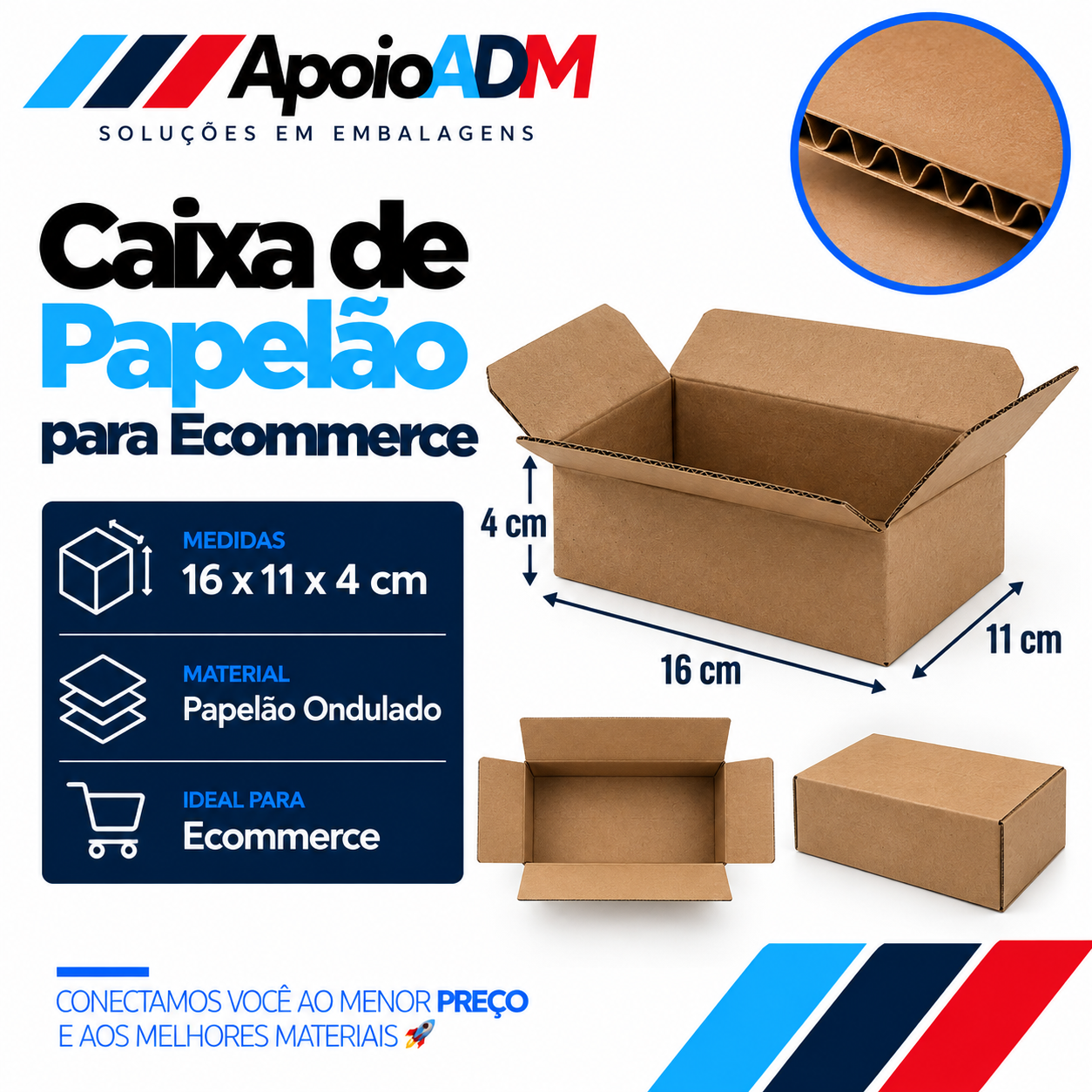 Caixa de Papelão para E-commerce – 16×11×4 cm