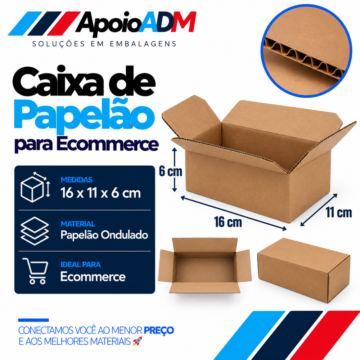 Caixa de Papelão para E-commerce – 16×11×6 cm