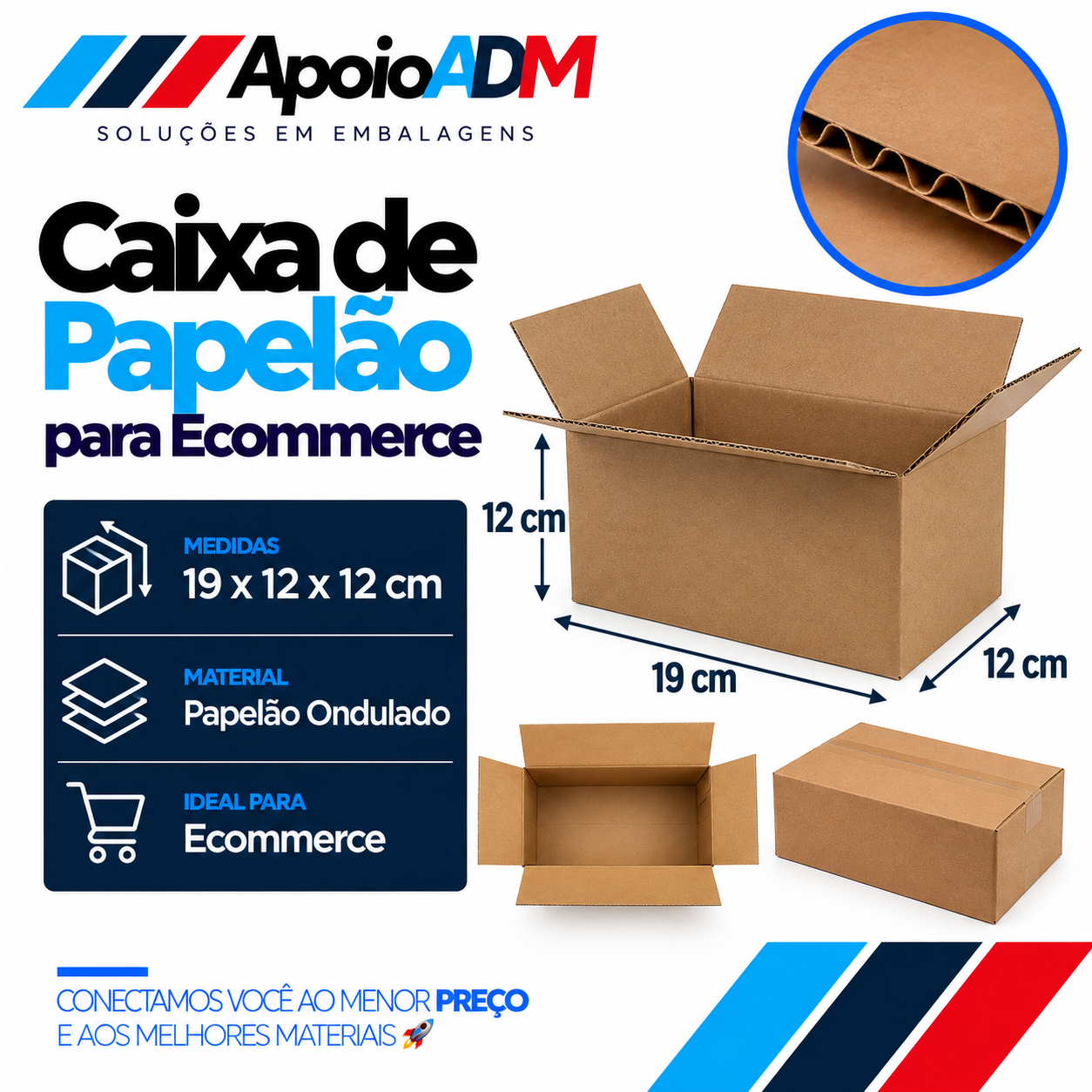 Caixa de Papelão para E-commerce – 19×12×12 cm