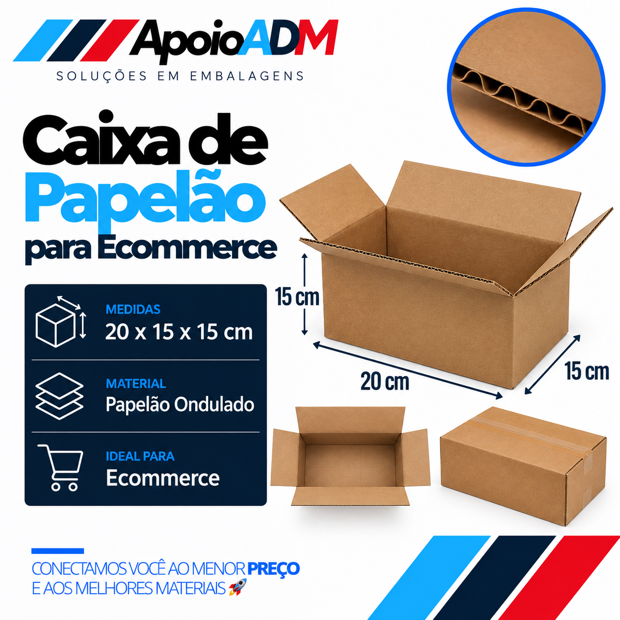 Caixa de Papelão para E-commerce – 20×15×15 cm