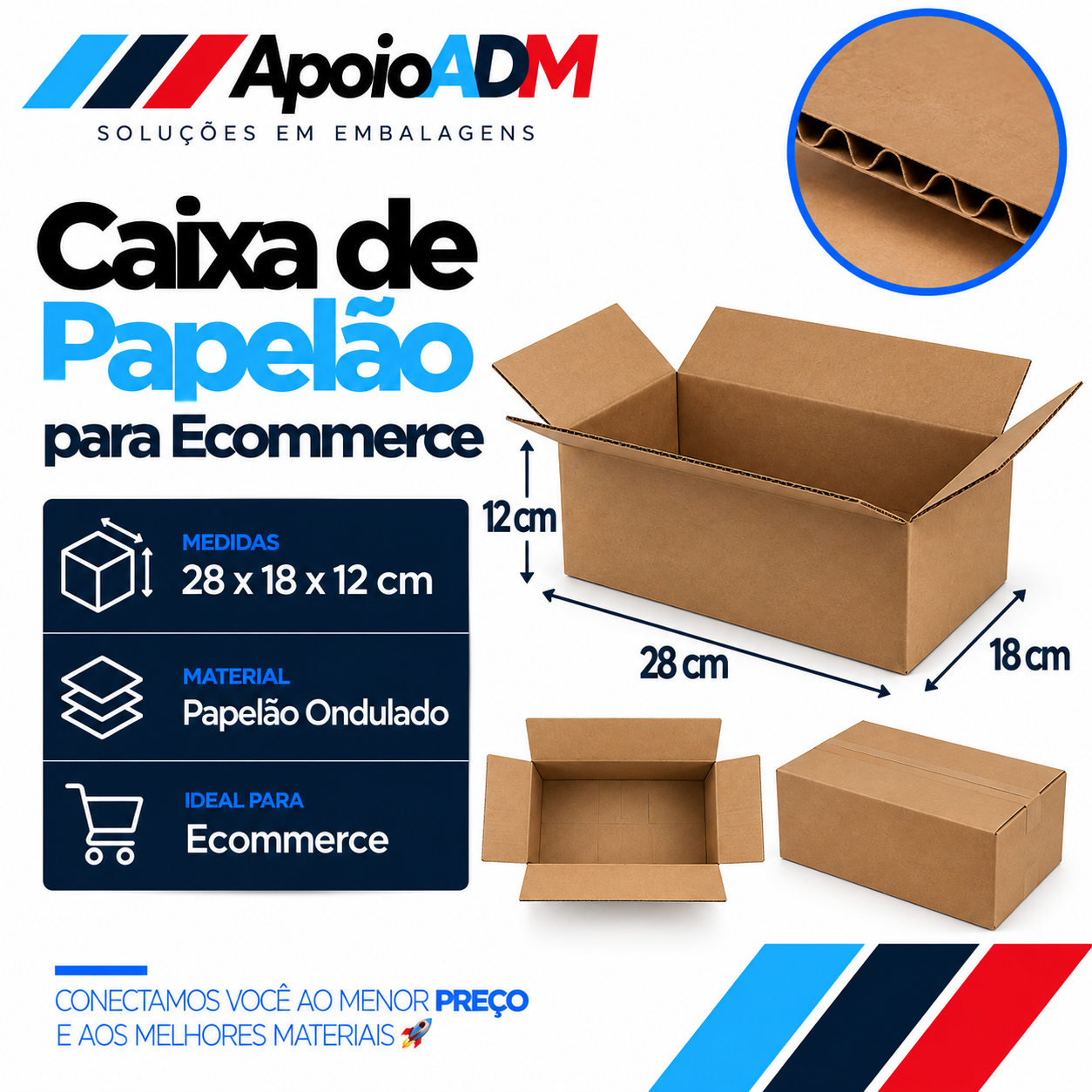 Caixa de Papelão para E-commerce – 28×18×12 cm
