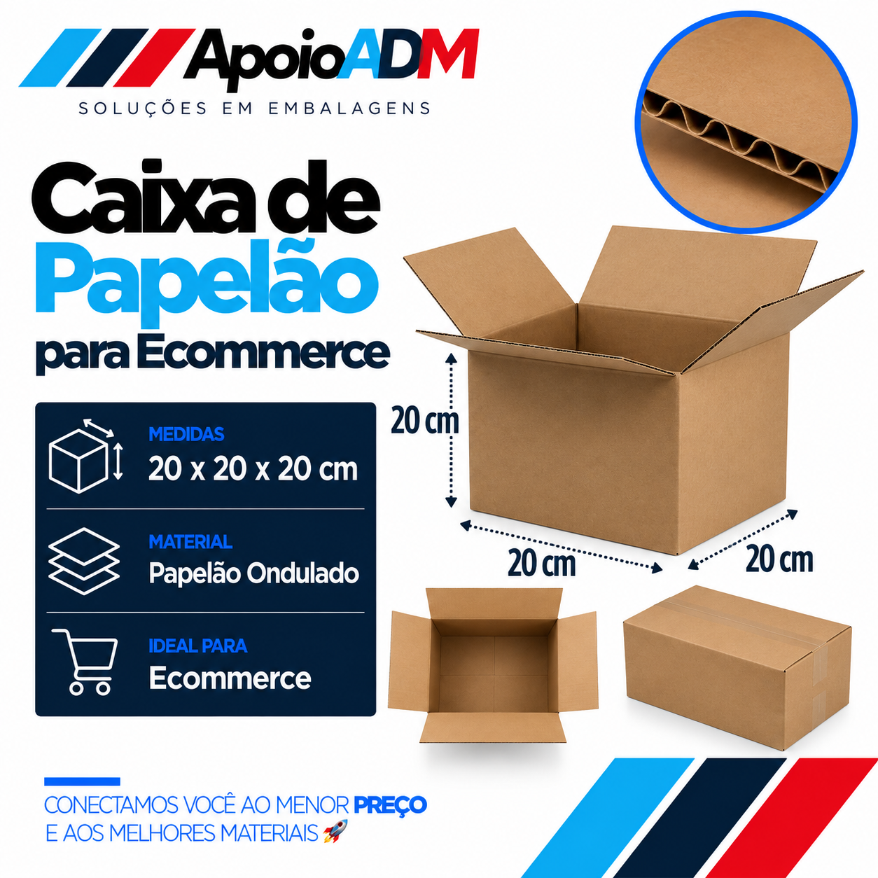 Caixa de Papelão para E-commerce – 20×20×20 cm