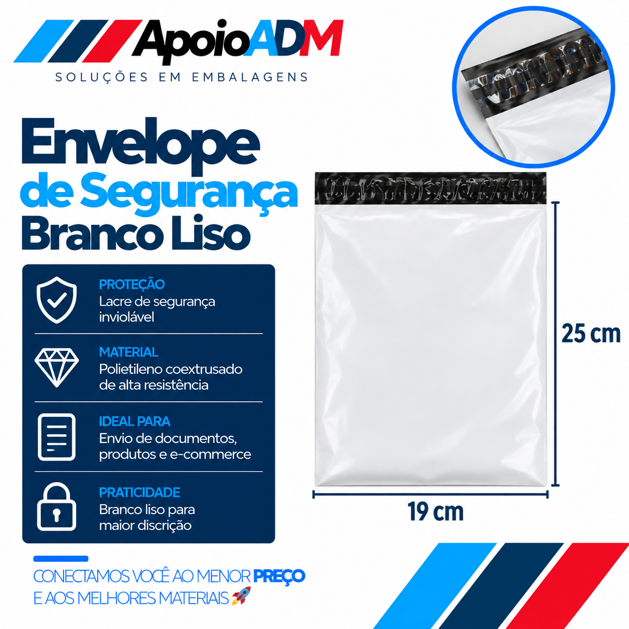 Envelope de Segurança Branco Liso 19×25 cm