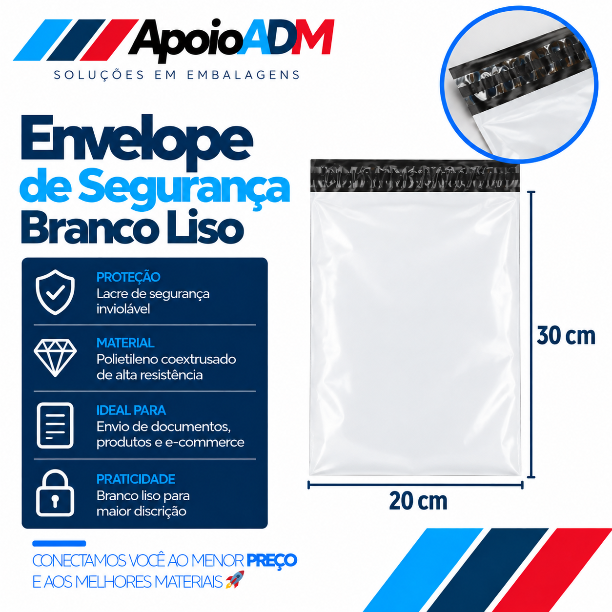 Envelope de Segurança Branco Liso 20×30 cm