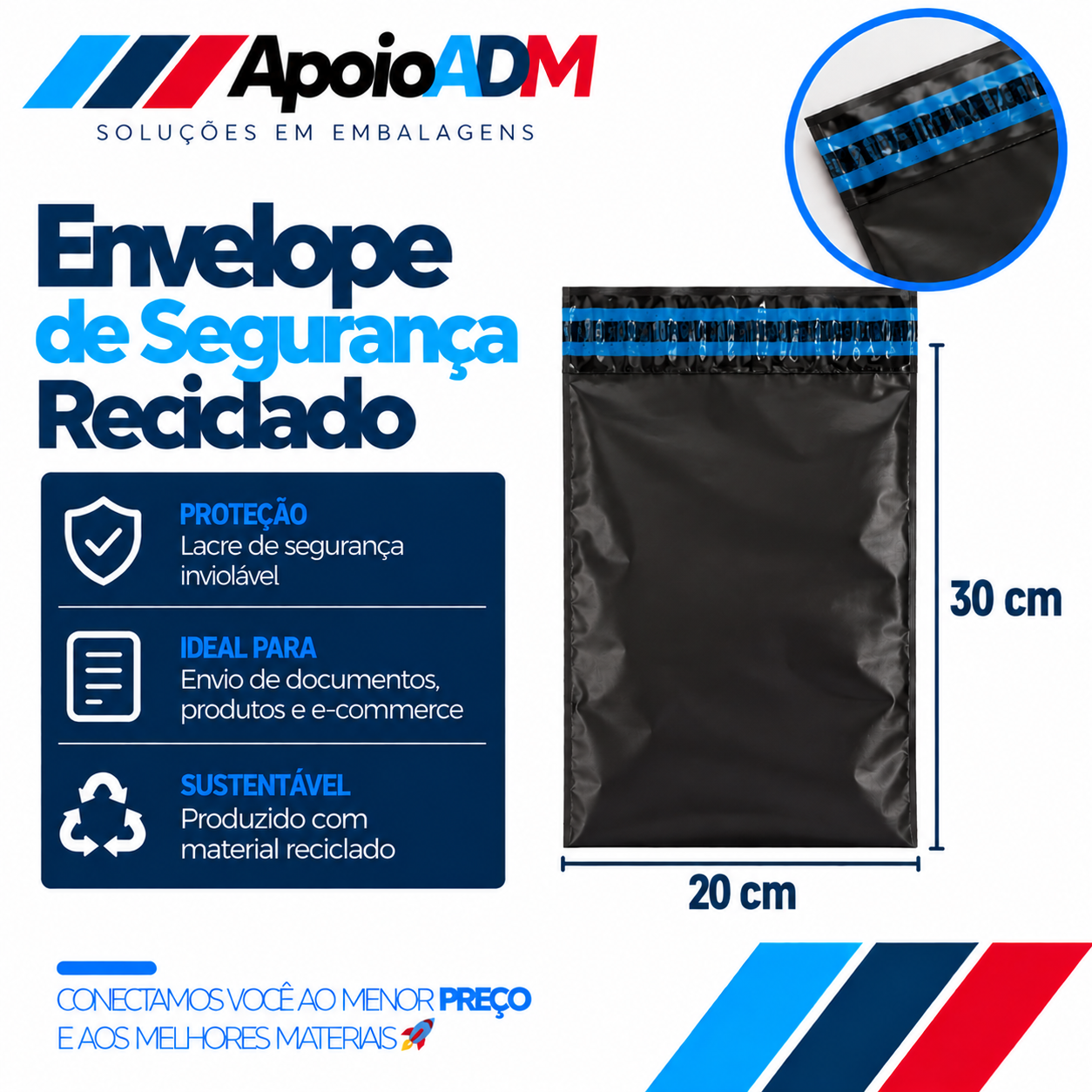 Envelope de Segurança Reciclado – 20×30 cm
