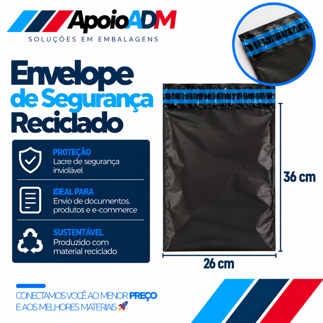 Envelope de Segurança Reciclado – 26×36 cm