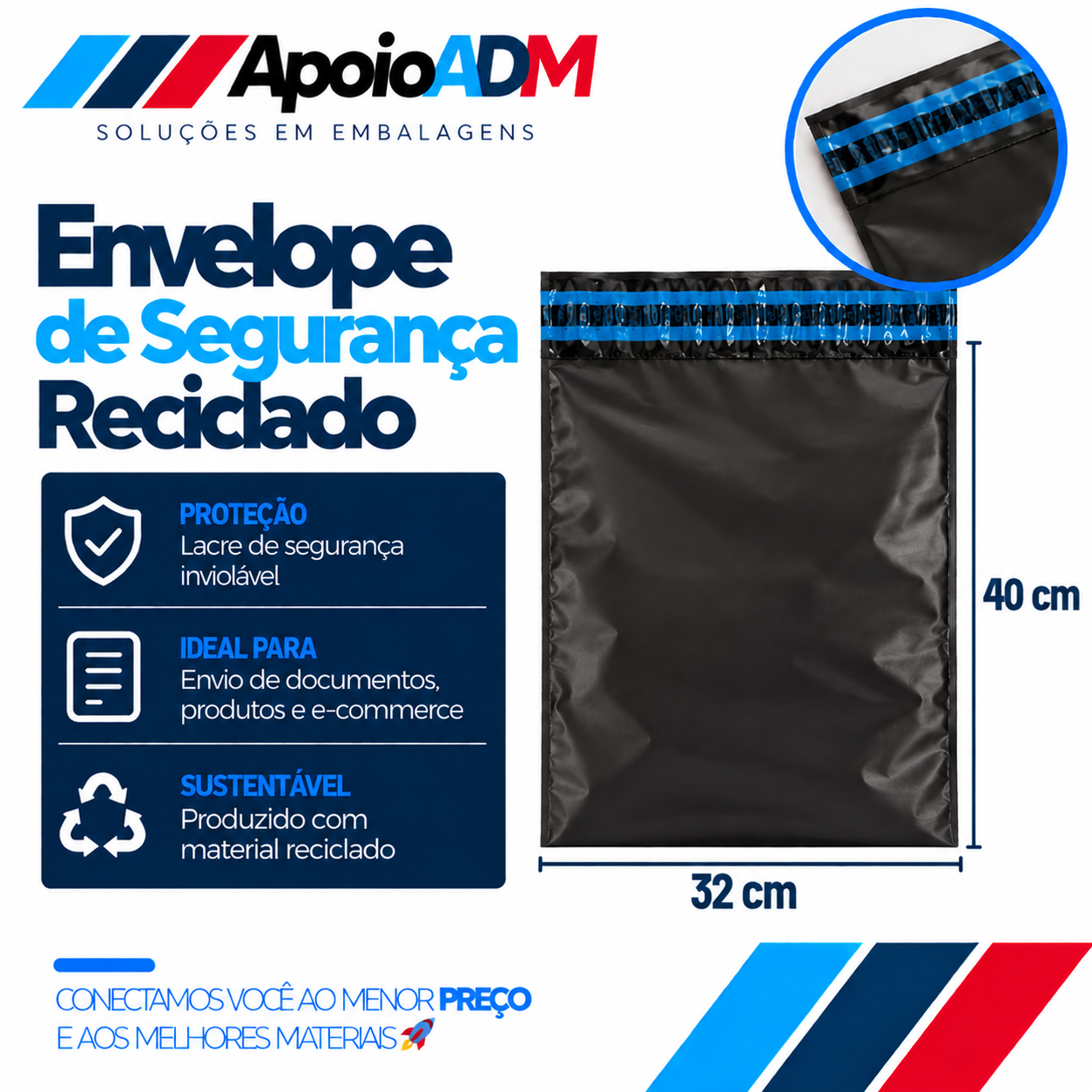 Envelope de Segurança Reciclado – 32×40 cm