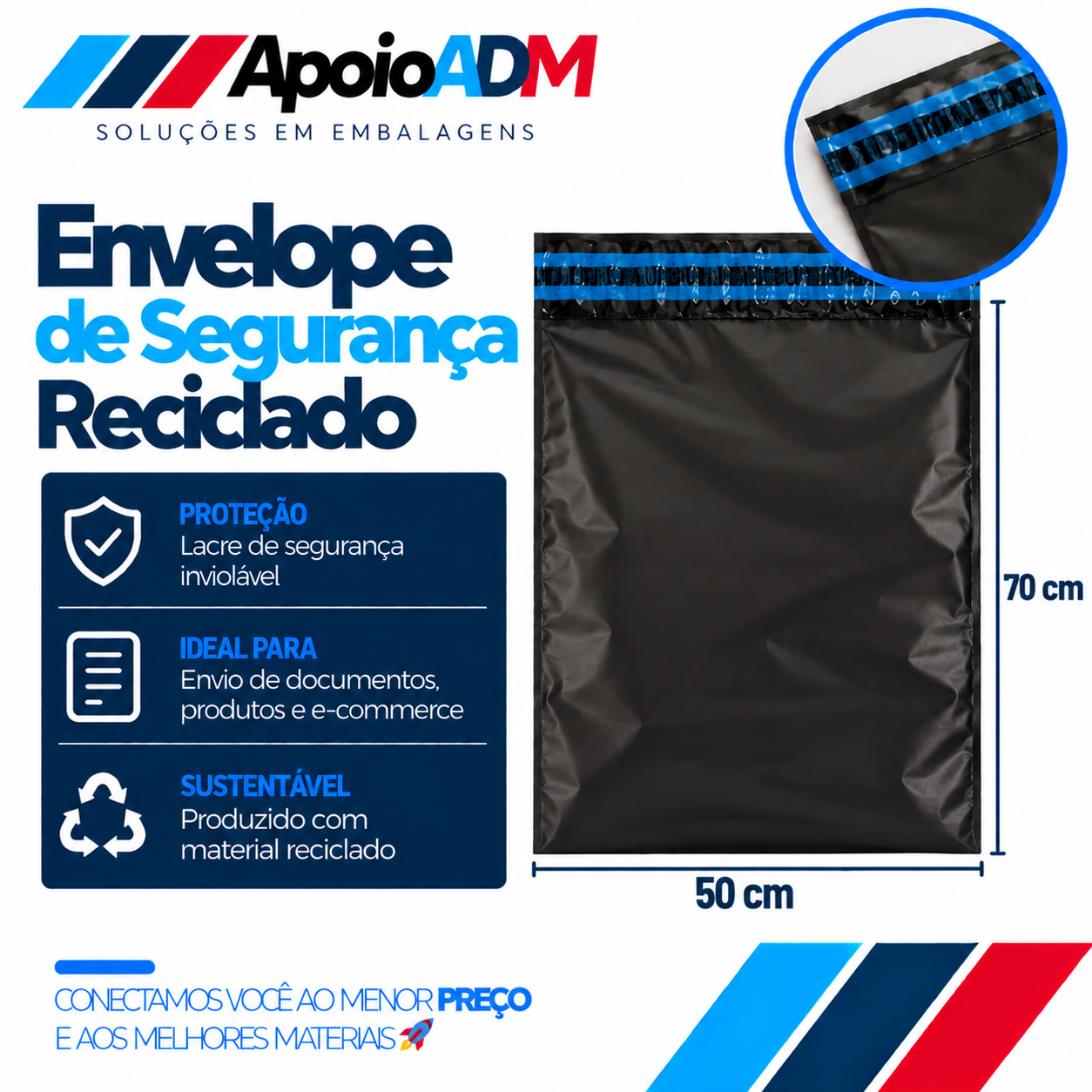 Envelope de Segurança Reciclado – 50×70 cm