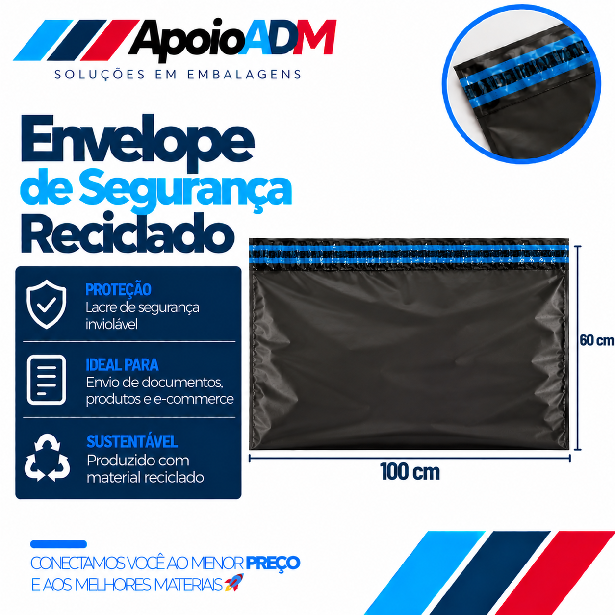 Envelope de Segurança Reciclado – 100×60 cm