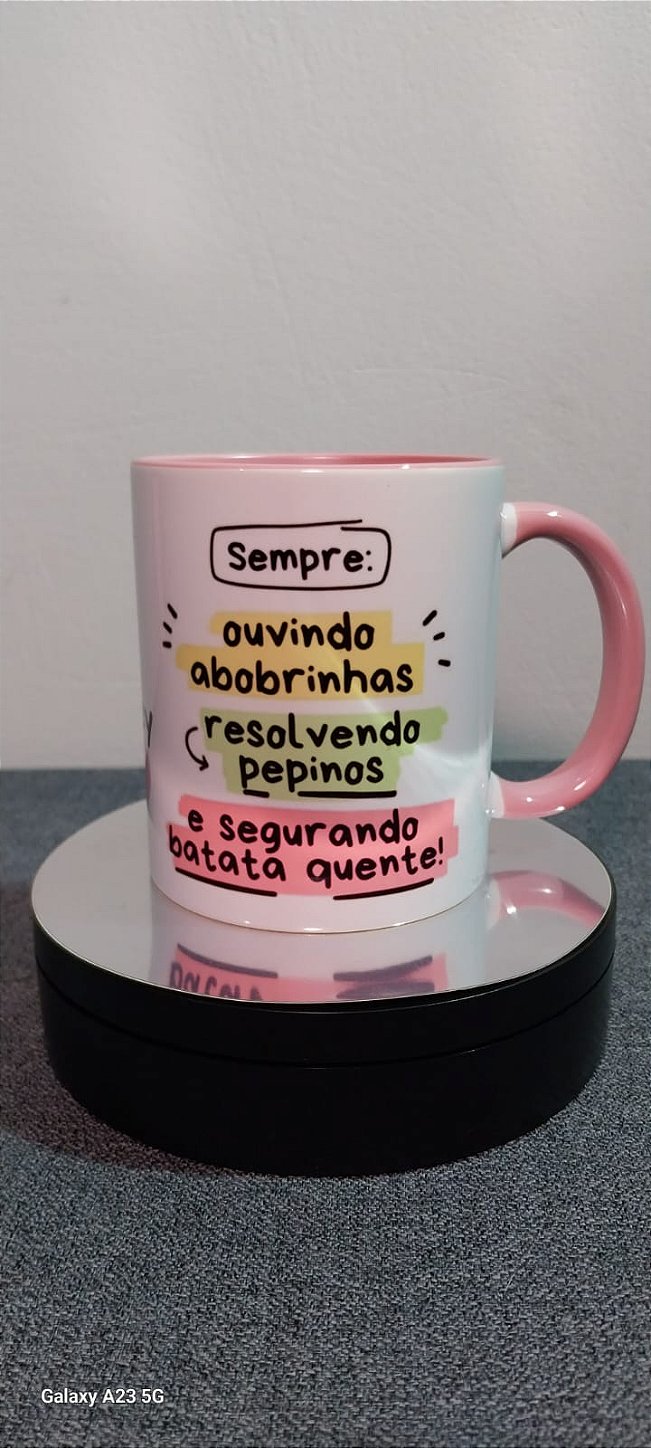 Caneca de Porcelana Colorida Personalizada - Flork Nutricionista- Escolha Rosa, Preta ou Azul claro