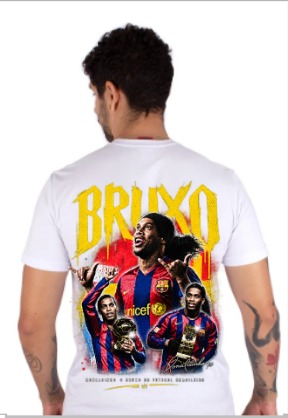 Camiseta de Algodão Fio 30.1 – Estampa Ronaldinho Gaucho-Bruxo