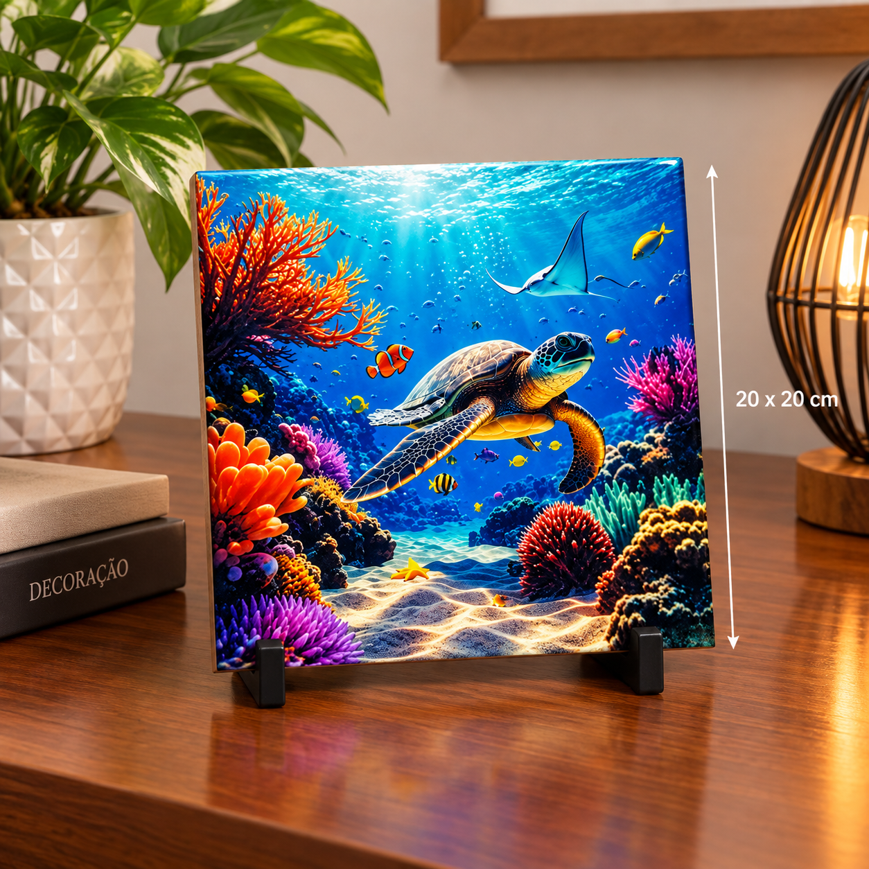 Azulejo em Cerâmica Personalizado - tamanho 20x20 cm com suporte