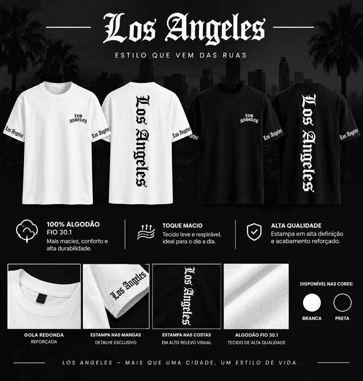 Camiseta Los Angeles – Algodão Fio 30.1