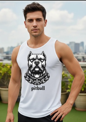 Regata Machão Tecido Dryfit - Estampa Pitbull