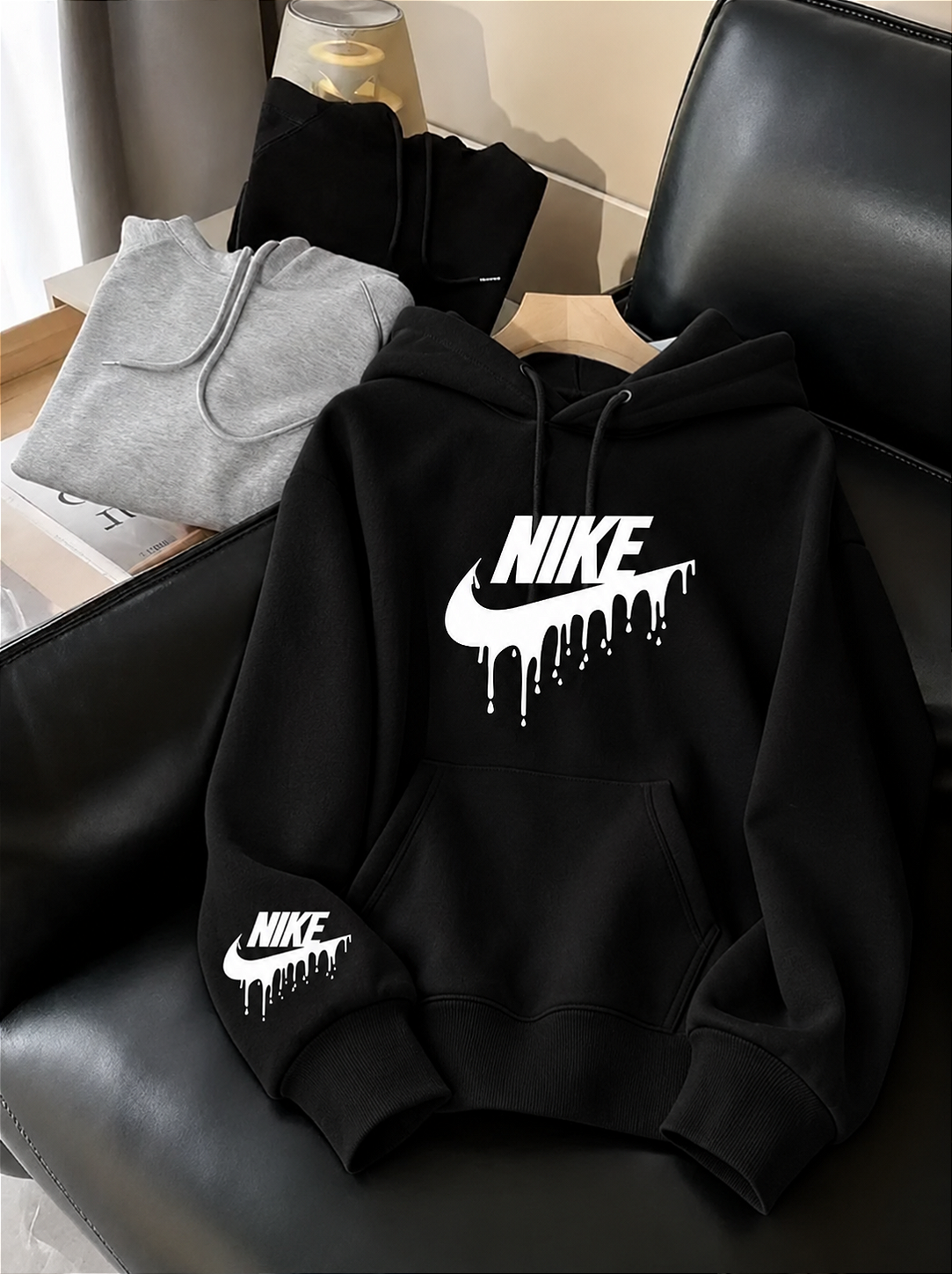 Moletom 03 Cabos- NIKE- Blusa Com Capuz e Bolso Canguru 100% Algodão