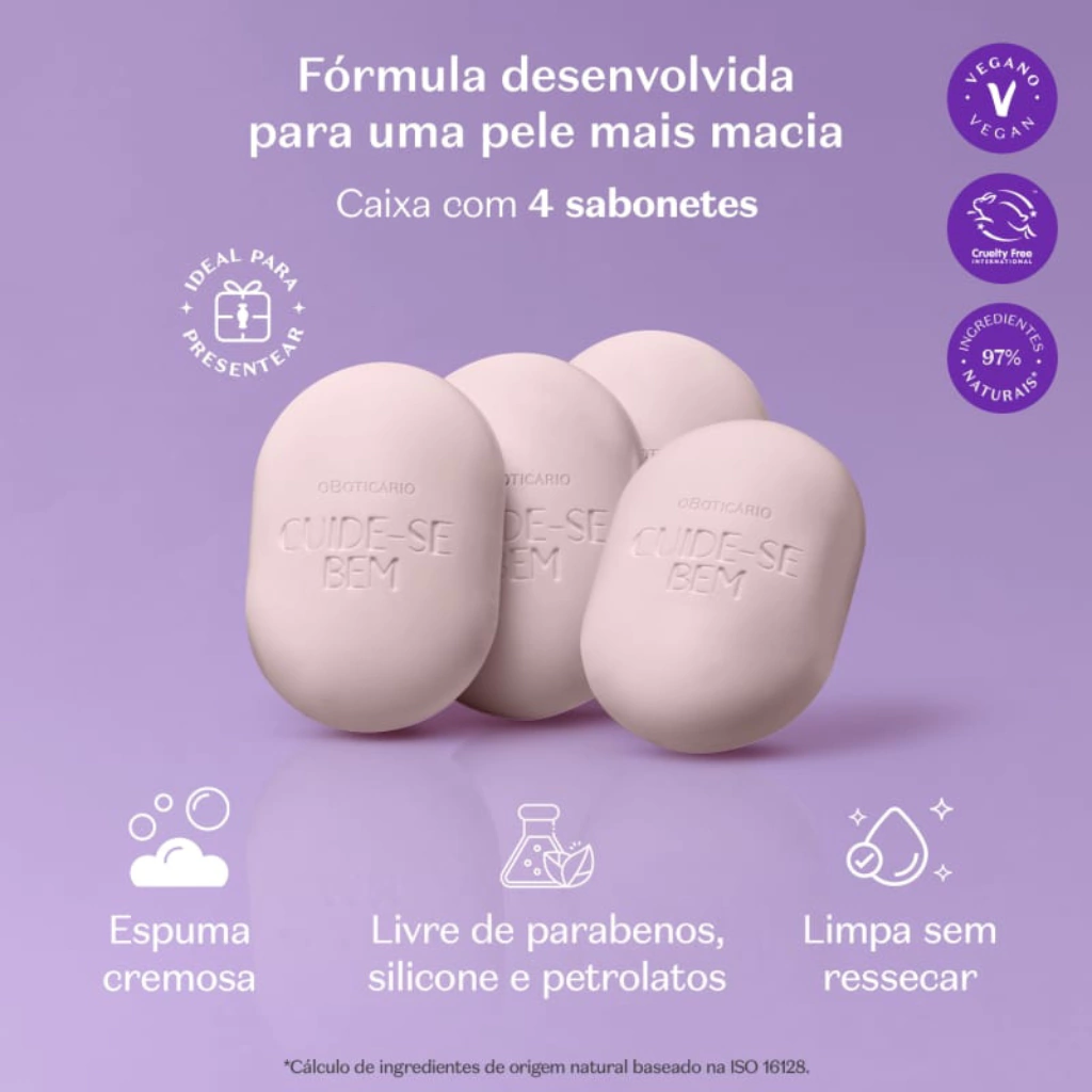 Caixa Sabonete Cuide-se Bem Rosa e Algodão 4 unid