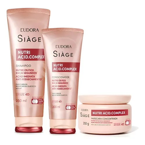 Siàge Eudora Nutri Acid Complex Cuidado Capilar 3 produtos