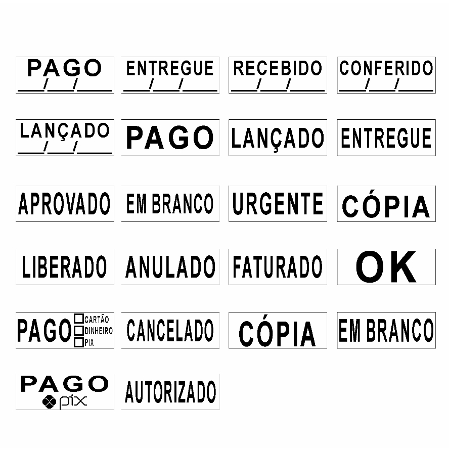 Carimbo Automático 14x38mm – Modelos Prontos para Escritório, Empresa e Comércio