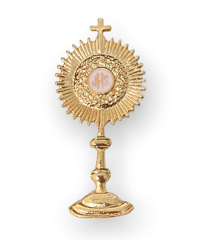 Broche Ostensorio JHS Boton Dourado 6cm