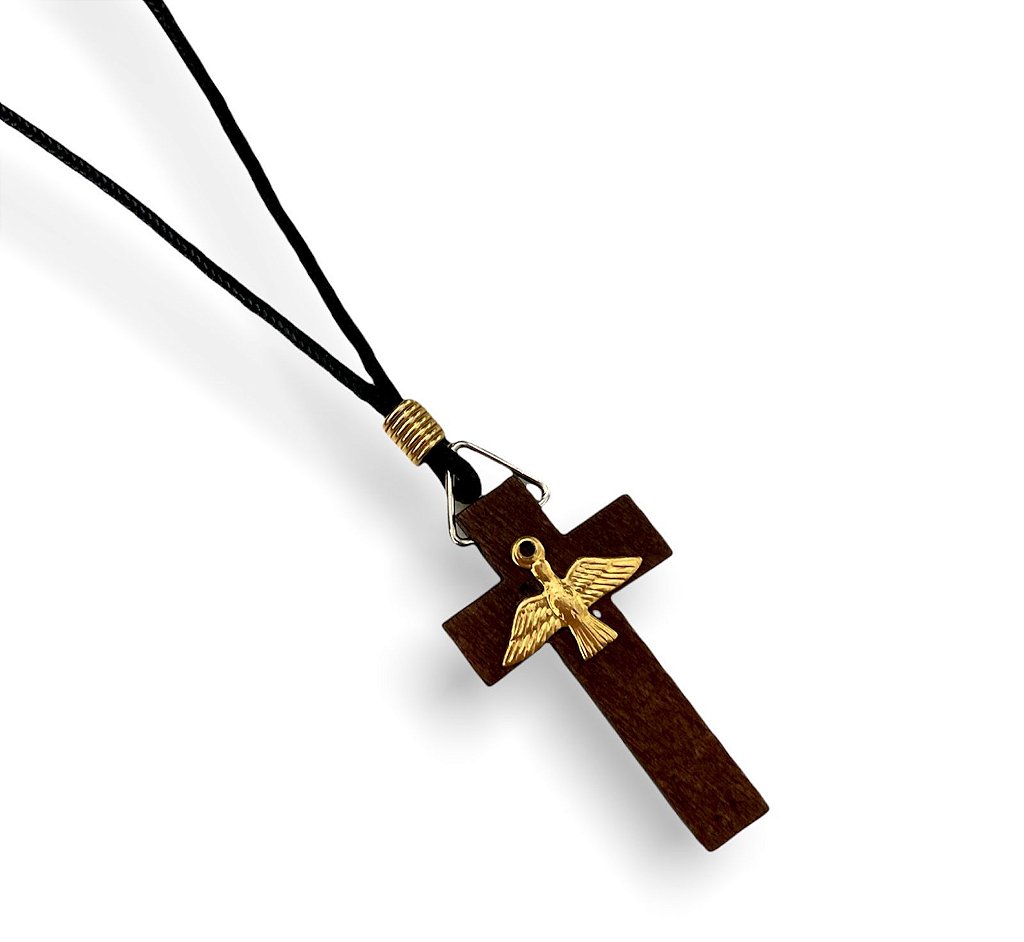 Cordão Pescoço com Cruz Madeira Divino Espirito Santo