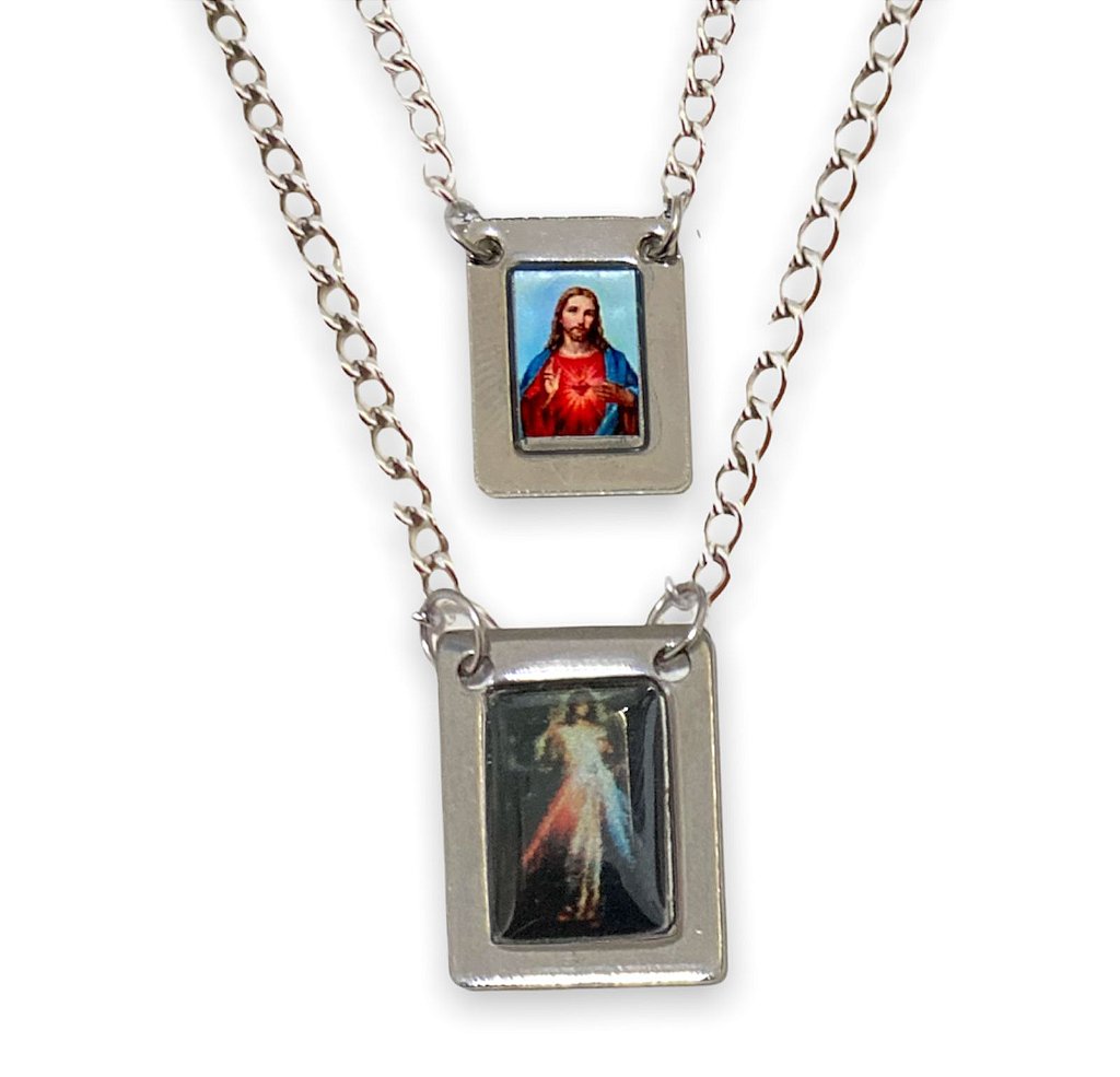 Escapulario Aço Inox Jesus Misericordioso S Coração de Jesus