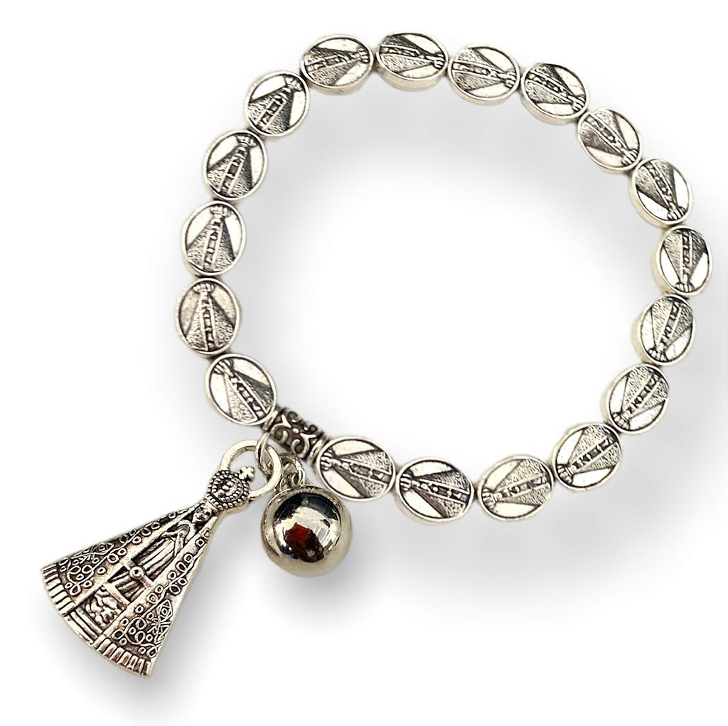 Pulseira Medalha de Nossa Senhora Aparecida Prateada