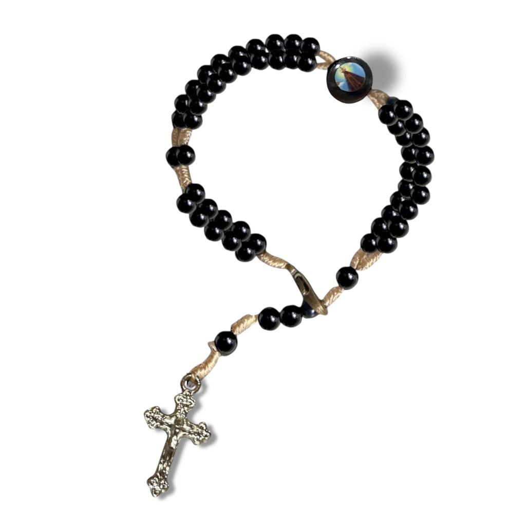 Terço Pulso Nossa Senhora Aparecida preto 22cm