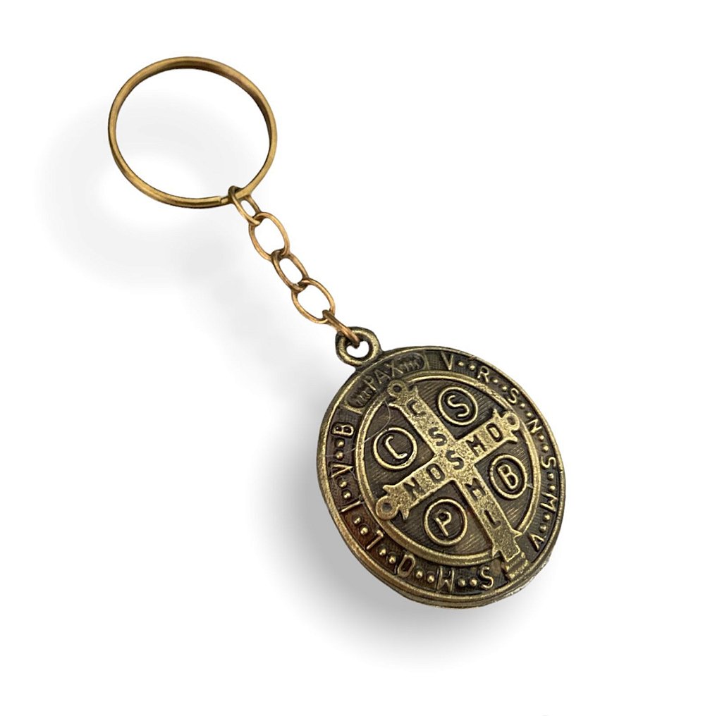 Chaveiro Medalha de São Bento 3D Metal Zamak