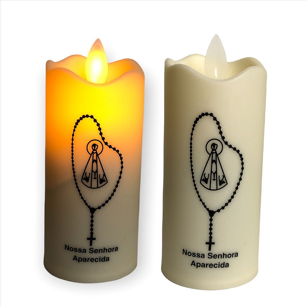 Vela Led Eletronica Nossa Senhora Aparecida Terço + Pilha AA