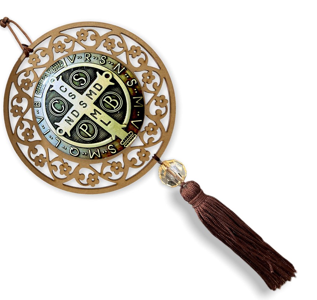 Adorno de Medalha de São Bento Mandala 26cm