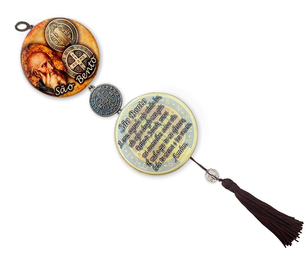 Medalha de São Bento Decoração de Porta Madeira 36cm