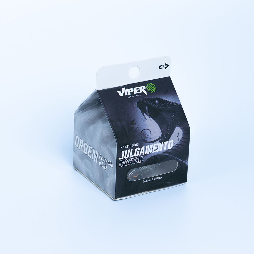 Conjunto de 7 dados Viper - Giulda Julgamento Mortal - Branco e Preto 7uni