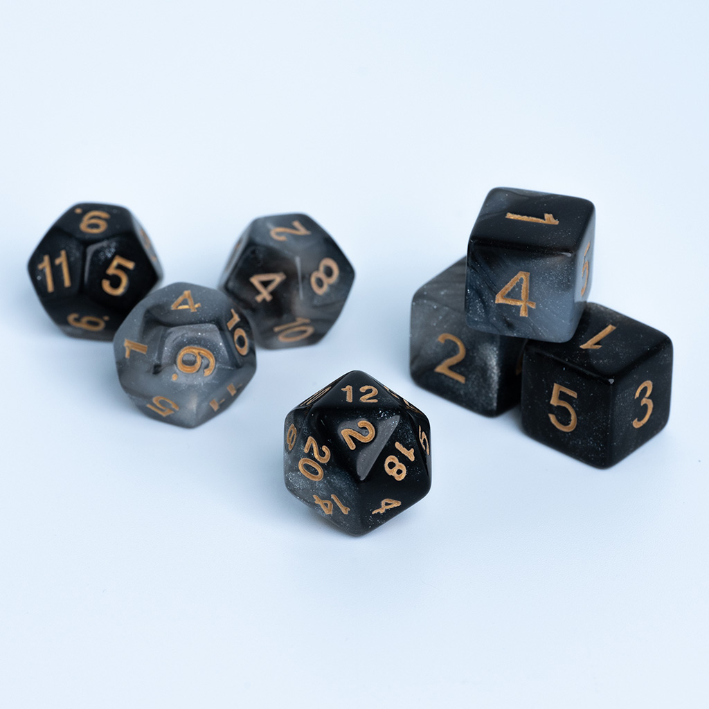 Conjunto de 7 dados Viper - Giulda Julgamento Mortal - Branco e Preto 7uni