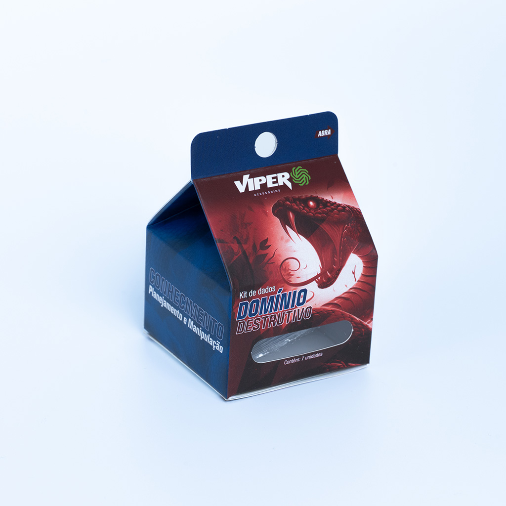 Conjunto de 7 dados Viper - Guildas Domínio Destrutivo - Vermelho e Azul 7uni