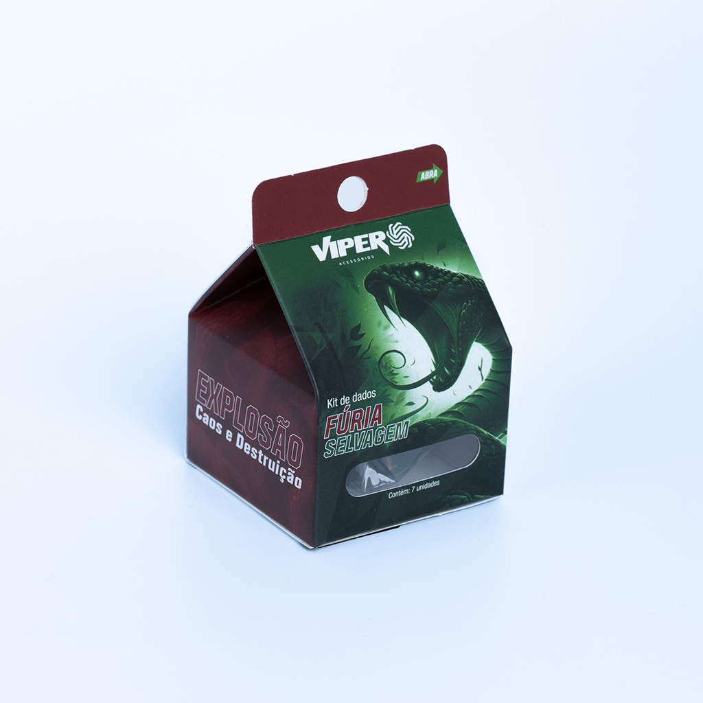 Conjunto de 7 dados Viper - Guildas Fúria Selvagem - Vermelho e Verde 7un