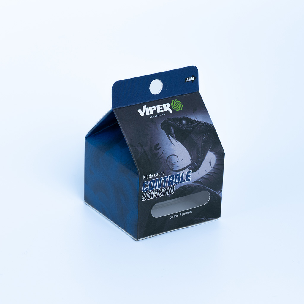 Conjunto de 7 dados Viper - Guildas Controle Sombrio - Preto e Azul 7uni